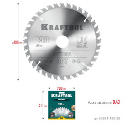 36951-190-30 KRAFTOOL Optima 190х30мм 36Т, диск пильный по дереву