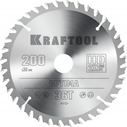 36951-200-30 KRAFTOOL Optima 200х30мм 36Т, диск пильный по дереву