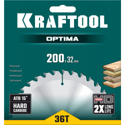 36951-200-32 KRAFTOOL Optima 200х32мм 36Т, диск пильный по дереву