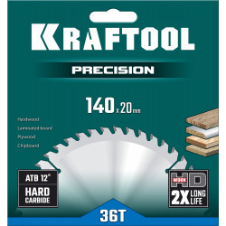 36952-140-20 KRAFTOOL PRECISION 140х20мм 36Т, диск пильный по дереву