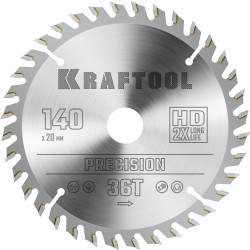 36952-140-20 KRAFTOOL PRECISION 140х20мм 36Т, диск пильный по дереву