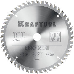 36952-190-20 KRAFTOOL PRECISION 190х20мм 48Т, диск пильный по дереву