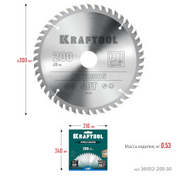 36952-200-30 KRAFTOOL PRECISION 200х30мм 48Т, диск пильный по дереву