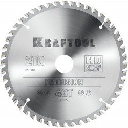 36952-210-30 KRAFTOOL PRECISION 210х30мм 48Т, диск пильный по дереву