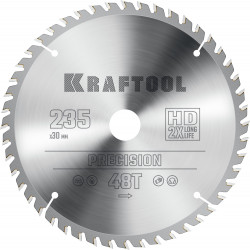 36952-235-30 KRAFTOOL PRECISION 235х30мм 48Т, диск пильный по дереву