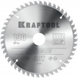 36952-190-30 KRAFTOOL PRECISSION 190х30мм 48Т, диск пильный по дереву