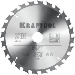 36950-210-30 KRAFTOOL Fast 210х30мм 24Т, диск пильный по дереву