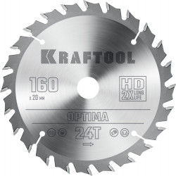 36951-160-20 KRAFTOOL Optima 160х20мм 24Т, диск пильный по дереву