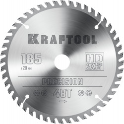 36952-185-20 KRAFTOOL PRECISSION 185x20мм 48Т, диск пильный по дереву