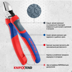 7002180 Бокорезы с 3-комп. рукоятками, фосфатированные, 180 mm KNIPEX