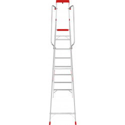 5115108 Стремянка алюминиевая односторонняя индустриальная NV5115, 1х8 развальцованных ступеней 80 мм, органайзер Новая высота