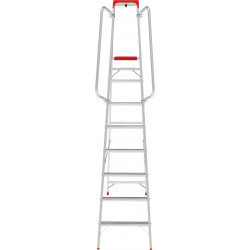 5115108 Стремянка алюминиевая односторонняя индустриальная NV5115, 1х8 развальцованных ступеней 80 мм, органайзер Новая высота