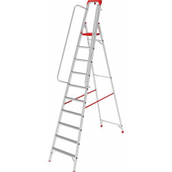 5115110 Стремянка алюминиевая односторонняя индустриальная NV5115, 1х10 развальцованных ступеней 80 мм, органайзер Новая высота
