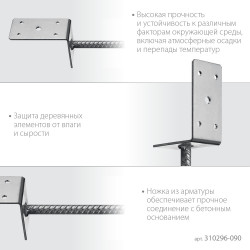 310296-090 Основание столба ЗУБР L-образное, 91х120х60мм, ОС-L