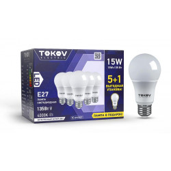 Набор ПРОМО лампа светодиодная 15Вт А60 4000К Е27 176-264В (Promo 5+1 шт) TOKOV ELECTRIC Promo-A60-E27-15-4K