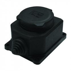 Розетка настенная 1-м 1ф КОМПАКТ с загл IP44 16А каучук черный UNIVersal 3032