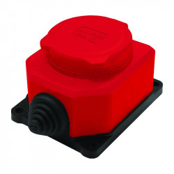 Розетка настенная 1-м 1ф КОМПАКТ с загл IP44 16А каучук красный UNIVersal 3075