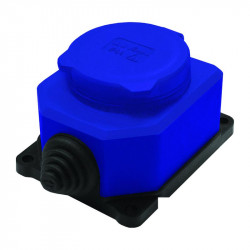 Розетка настенная 1-м 1ф КОМПАКТ с загл IP44 16А каучук синий UNIVersal 3047