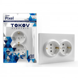 Розетка 2-м СП Pixel 16А IP20 с заземл. защ. шторки в сборе бел. TOKOV ELECTRIC TKE-PX-R2FZSF-C01