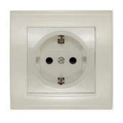 Розетка 1-м СП Бриллиант 16А IP20 с заземл. защ. шторки сл. кость UNIVersal 7948851
