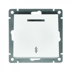 Переключатель проходной 1-кл. СП Афина 10А IP20 с подсветкой механизм бел. Universal A0125