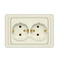 Розетка 2-м СП Валери 16А с заземл. сл. кость UNIVersal Б-В0128