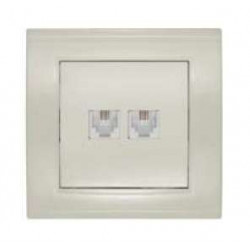 Розетка телефонная 2-м СП Бриллиант сл. кость UNIVersal 7948776