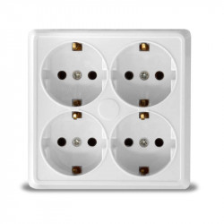 Розетка 4-м ОП Олимп с заземл. квадрат бел. UNIVersal 1165