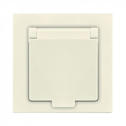Розетка 1-м СП Афина 16А IP20 с заземл. с крышкой в сборе сл. кость (ivory) Universal A0029-I