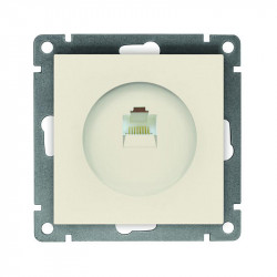 Розетка компьютерная 1-м СП Афина RJ45 кат.5E механизм сл. кость (ivory) Universal A0051-I