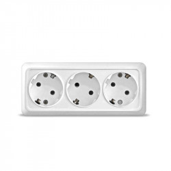 Розетка 3-м ОП Олимп с заземл. бел. UNIVersal 1161