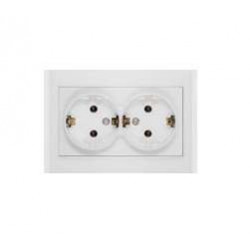 Розетка 2-м СП Бриллиант 16А IP20 с заземл. бел. UNIVersal 7947533