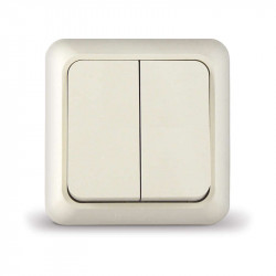 Выключатель 2-кл. ОП Олимп 10А IP20 сл. кость UNIVersal Б-О0023