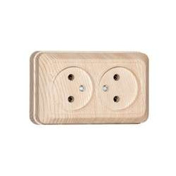 Розетка 2-м ОП Олимп 16А без заземл. сосна UNIVersal 5560858