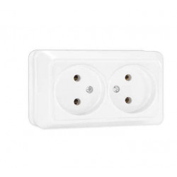 Розетка 2-м ОП Олимп 16А IP20 без заземл. бел. UNIVersal О0102
