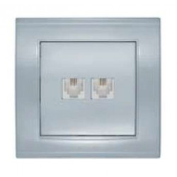 Розетка телефонная 2-м СП Бриллиант серебр. UNIVersal 7949803