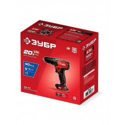 ДШ-40 Дрель-шуруповерт ЗУБР 20 В, 40 Н·м, без АКБ (LMS)