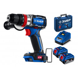 DBS-70-42 Бесщеточная ударная дрель-шуруповерт ЗУБР 20 В, 70 Н·м, 2 АКБ LMS (4 А·ч), ПРОФЕССИОНАЛ, кейс