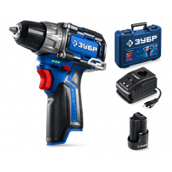 DB-121-21 Дрель-шуруповерт ЗУБР КОМПАКТ #2, 12 В, 45 Н·м, 1 АКБ тип Т7 (2 А·ч), BRUSHLESS, кейс, Профессионал