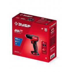 Бесщеточная дрель-шуруповерт ДБ-45-21 ЗУБР 20 В, 45 Н·м, 1 АКБ LMS (2 А·ч)