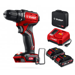 Бесщеточная дрель-шуруповерт ДБ-45-22 ЗУБР 20 В, 45 Н·м, 2 АКБ LMS (2 А·ч), сумка