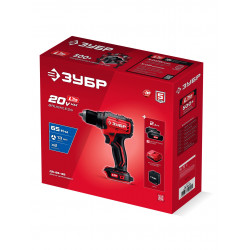 Бесщеточная дрель-шуруповерт ЗУБР 20 В, 65 Н·м, 2 АКБ LMS (2 А·ч), сумка ДБ-65-22