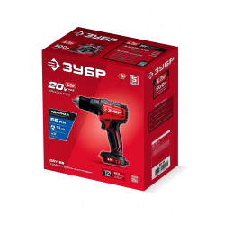 Бесщеточная ударная дрель-шуруповерт ЗУБР 20 В, 65 Н·м, без АКБ (LMS), ДБУ-65