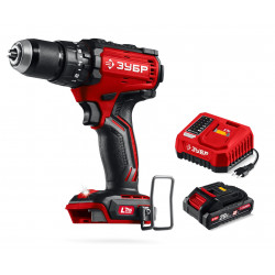 Бесщеточная ударная дрель-шуруповерт ЗУБР 20 В, 65 Н·м, 1 АКБ LMS (2 А·ч), ДБУ-65-21