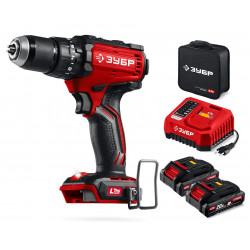 Бесщеточная ударная дрель-шуруповерт ЗУБР 20 В, 65 Н·м, 2 АКБ LMS (2 А·ч), сумка ДБУ-65-22