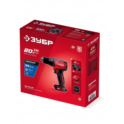 Бесщеточная ударная дрель-шуруповерт ЗУБР 20 В, 65 Н·м, 2 АКБ LMS (2 А·ч), сумка ДБУ-65-22