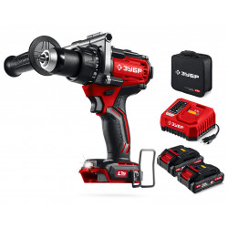 Бесщеточная дрель-шуруповерт ЗУБР 20 В, 165 Н·м, 2 АКБ LMS (2 А·ч), сумка ДБ-165-22