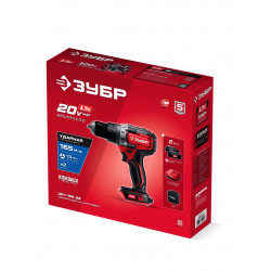 Бесщеточная ударная дрель-шуруповерт ЗУБР 20 В, 165 Н·м, 2 АКБ LMS (2 А·ч), сумка ДБУ-165-22