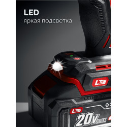 Бесщеточная ударная дрель-шуруповерт ЗУБР 20 В, 165 Н·м, 2 АКБ LMS (2 А·ч), сумка ДБУ-165-22