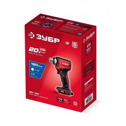 Бесщеточный ударный винтоверт ЗУБР 20 В, 180 Н·м, без АКБ (LMS), ВБУ-180